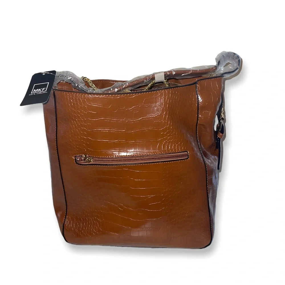 New MFK Collection By Mia K - Oday Hobo Vegan Leather Light Brown With Chain Bag